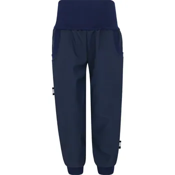 V-Mart, SLIM Tmavě modré softshellové kalhoty - modrý pas (s fleecem) 140