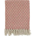 Malinový bavlněný pléd se vzorem a třásněmi Aix - 130*150 cm 221595272