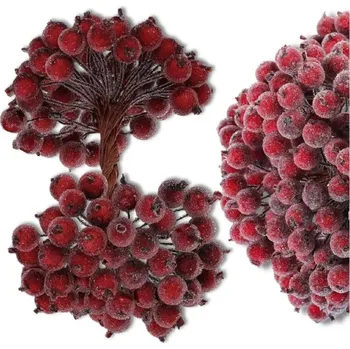 Vánoce Camerazar Umělý dekorativní vánoční jeřáb, vínový, mrazivý, 100 ks větví