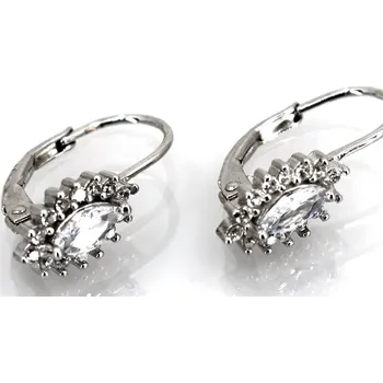 Náušnice Stříbrné náušnice Hana – elegance s jemným rubínovým třpytem (Ag 925, rhodiované, zapínání na klapku)