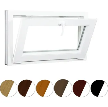 Okno ALUPLAST Sklopné plastové okno dekor/bílé 60x50 Zasklení: Dvojsklo Ug= 1,1