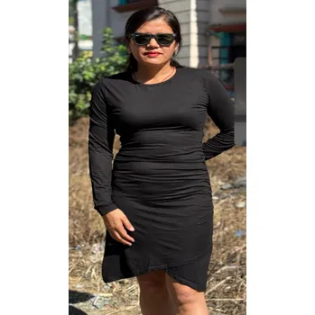 Dámské šaty Himalife Šaty Plain Tilly - černá Velikost: 4XL - Móda pro plnoštíhlé, Oblečení nadměrné velikosti