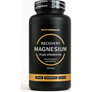 NutriMax Recovery Magnesium 1000 mg, Hořčík + Vitamín B6, 100 kapslí
