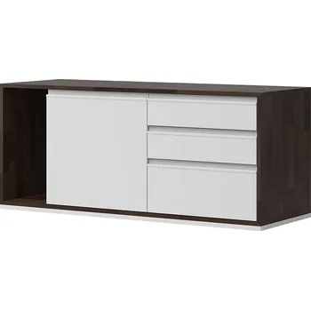 Psací stůl Skříňka se zásuvkami a policí na psací stůl z ebenového dřeva - Bílá , Vpravo (kontejner)