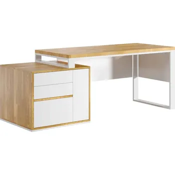 Psací stůl Bílý psací stůl s krytem pro dámskou kancelář nebo pracovnu - Bílá , NE , Vlevo (podstavec) , 160x70 cm