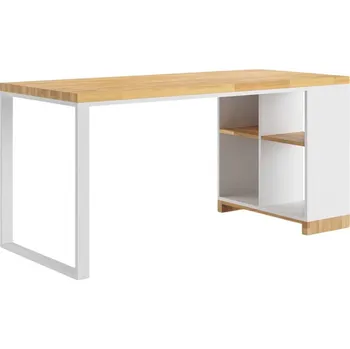 Psací stůl Bílý skandinávský psací stůl s policemi na dokumenty a pořadače 160x70 - Bílá , NE , Vpravo (kontejner) , 160x70 cm