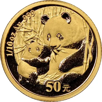 Zlatá mince Čína "Panda" 2005, 3,11 g ryzího zlata (0.999 proof)
