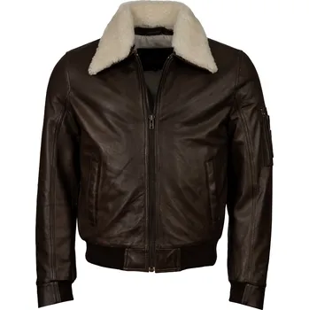 Pánská bunda Pánská Kožená Bunda Pilot Pierce Pravý Kožíšek Brixton Hnědá Velikost: 2XL