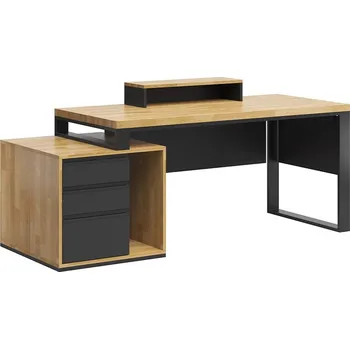 Psací stůl Psací stůl s horní deskou monitoru loft industrial premium - Bílá , ANO , Vlevo (podstavec) , 180x70 cm