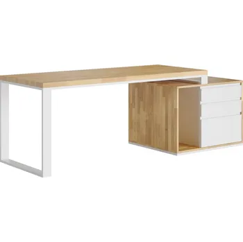 Psací stůl Psací stůl s dřevěnou deskou Loft Office Plus Right - Bílá , NE , Vpravo (kontejner) , 160x70 cm