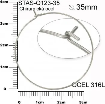 Náušnice NÁUŠNICE drátěná KRUH CHIRURGICKÁ OCEL ozn.-STAS-Q123-35. velikost pr.35mm