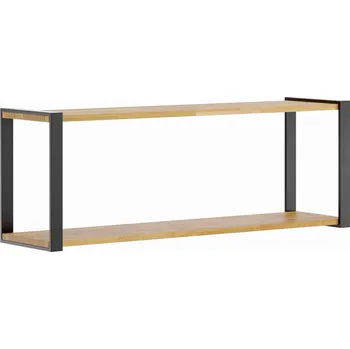 police Černá nástěnná police ze dřeva a kovu - Černá