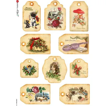 Umělecký papír Rýžový papír na decoupage - A4- Vánoční vzory CH0256