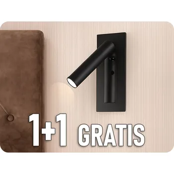 Lampička LED lampa k posteli 2W, 76lm, CREE CHIP, černá, 1+1 zdarma!