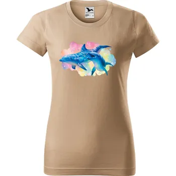 Dámské tričko levne-damske-bavlnene-tricko-potisk-carovni-delfini Velikost dámská trička Basic: XXL šířka 59, délka 69, Odstín dámské tričko Basic: Pískové