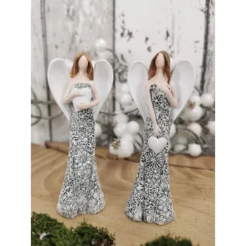 Anděl Flo šedý 10 cm, mix, sada 12ks