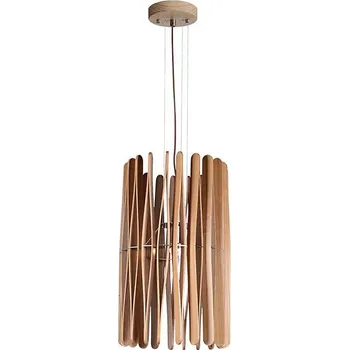 Dřevěný lustr na lanku 1xE27/60W/230V pr. 38 cm masiv/jasan/kaučukovník