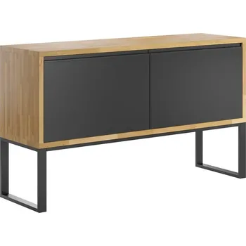 Komoda Komoda, podkrovní skříňka černá se dřevem - Černá