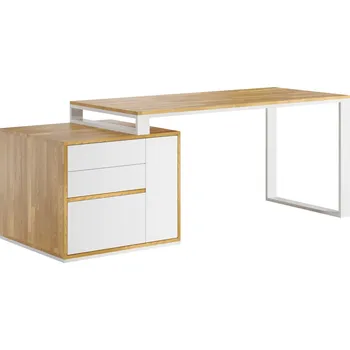 Psací stůl Kancelářský stůl Loft slim s krytem pod deskou - Bílá , NE , Vlevo (podstavec) , 200x70 cm