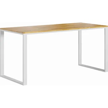 Bílý psací stůl s plochou dřevěnou deskou 160x70 cm. Slim - Černá , ANO , 180x70 cm