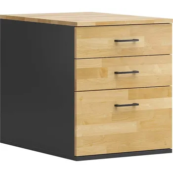 Psací stůl Dubový podstavec se zásuvkami pro psací stůl s dřevěnou deskou - Černá