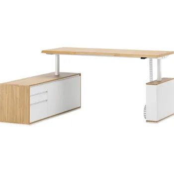 Psací stůl Rohový psací stůl s nastavitelnou výškou a praktickou podnoží 160x70 - Bílá , Vlevo (podstavec) , 160x70 cm