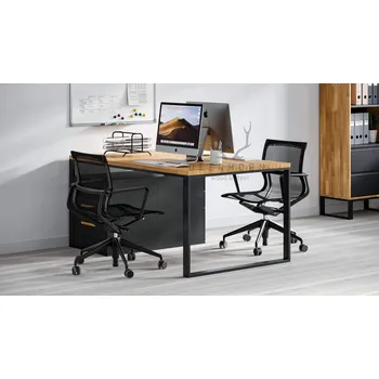 Psací stůl Dvojitý psací stůl s dřevěnou deskou 160x100cm - Bílá , NE , 160x100 cm