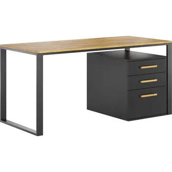 Psací stůl Psací stůl s plochou dřevěnou deskou 160x70 cm. Slim + skříň - Černá