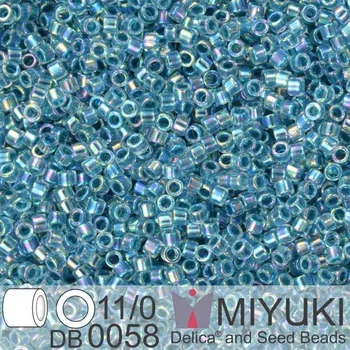 Korálek Korálky Miyuki Delica 10/0. Barva Marine Blue Lined Crystal AB DBM0058. Balení 5g.