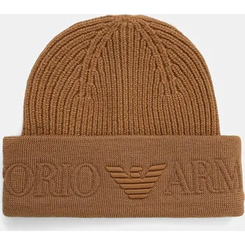 Čepice Vlněná čepice Emporio Armani zelená barva, EM003750 AF19896 EM003750.AF19896 82X, vel. L