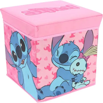 Hračka pro nejmenší Cozy Noxxiez Úložný box a taburetka Stitch růžový