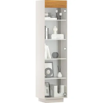 Knihovna Skleněná jednodveřová vitrína do kanceláře a čekárny - Přírodní dub/ slonová kost