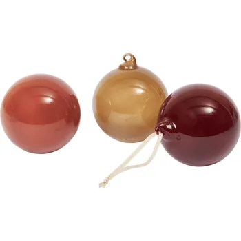 Vánoční dekorace FERM LIVING Skleněné ozdoby Glass Baubles, Large, Roseate Opaque, sada 3 kusů