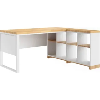 Psací stůl Moderní rohový psací stůl 180x70 cm Moderní kancelář s krytem pod deskou - Bílá , ANO , Práva , 160x70 cm