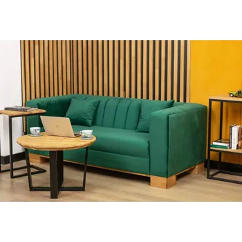 Pohovka Třímístná moderní pohovka do obývacího pokoje, sametová, lahvově zelená