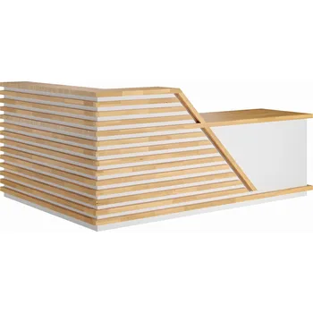 Psací stůl Rohový recepční stůl dřevo, kov, deska - Bílá , Práva