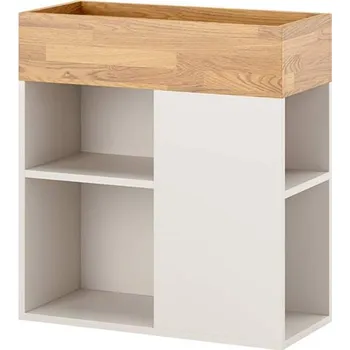 Stojan na květiny Moderní stojan na psací stůl v podkroví s policemi - Přírodní dub/ slonová kost , Vlevo