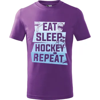 Chlapecké oblečení DOBRÝ TRIKO Dětské tričko Eat sleep hockey Velikost: 134/8 let, Barva: Fialová