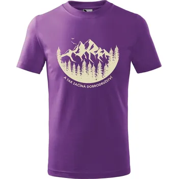 DOBRÝ TRIKO Dětské tričko A tak začíná dobrodružství Velikost: 134/8 let, Barva: Fialová