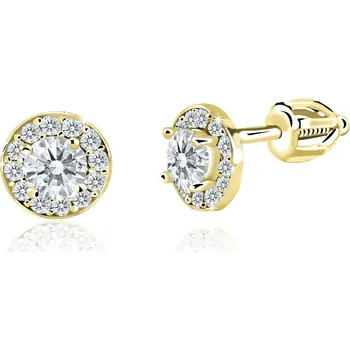 Náušnice Emmy’s | Dívčí náušnice kulaté | EM 32039 | ze žlutého zlata s kamínky bílými | zapínání balónek