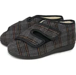 Vlnka Dámská zateplená obvazová obuv s ovčí vlnou na suchý zip káro šedá velikost obuv dospělí 41