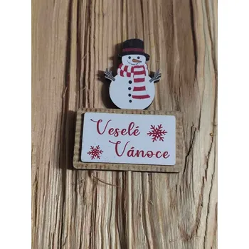 Vánoční dekorace Dekorační zápich se sněhulákem Veselé Vánoce
