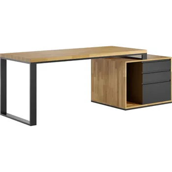 Psací stůl Psací stůl s dřevěnou deskou Loft Office Plus levý - Černá , NE , Vpravo (kontejner) , 180x70 cm