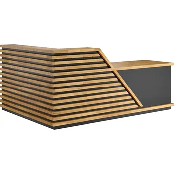 Psací stůl Rohový recepční stůl dřevo, kov, deska - Černá , Práva