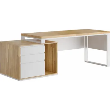 Psací stůl Psací stůl s dřevěnou deskou Loft Office Plus vlevo bez krycích desek - Bílá , ANO , Vlevo (podstavec) , 160x70 cm