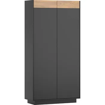 Šatní skříň Černá skříňka se dřevem do kanceláře, obývacího pokoje - Přírodní dub/černá