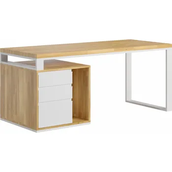 Psací stůl Krátký psací stůl s dřevěnou deskou pro malou kancelář "loft office plus" levá strana - Bílá , NE , Vlevo (podstavec) , 200x70 cm