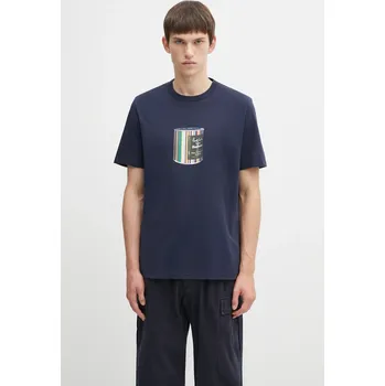 Pánské tričko Bavlněné tričko Barbour x Paul Smith Wax Can, XXL, námořnická modř, 59X