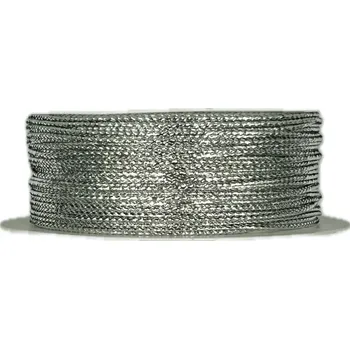 Stuha Dekorační stříbrný provázek DENVER SILVER 2mm x 10m (3,-Kč/m) (Stříbrný lurexový dekorační provázek, lesklý, hladký)