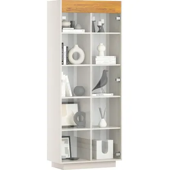 Knihovna Skříňová skříň, široká s policemi - Přírodní dub/ slonová kost